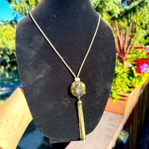 Cara NY large citron colored medallion necklace